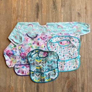 Bumkins Set of 4 Rainbow and Chevron Bib Collection